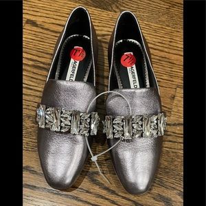 Karl Lagerfeld Paris Nyra Embellished Metallic Leather Loafers, 7.5 (FINAL PRICE